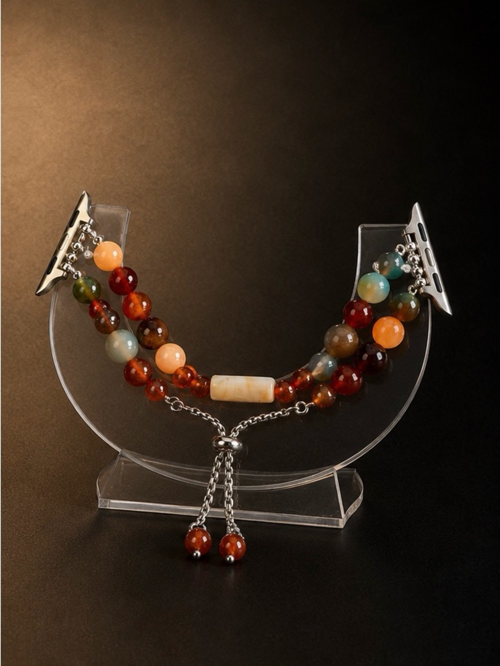 Beaded Multi-Color Agate Stretch Bracelet for Apple Watch